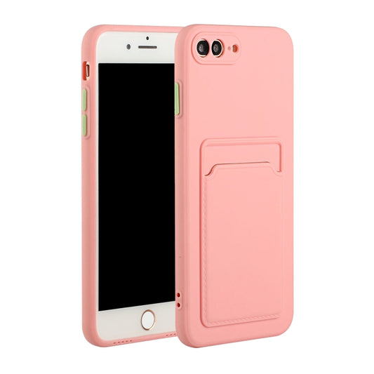 Card Slot Design Shockproof TPU Protective Case For iPhone 8 Plus & 7 Plus(Pink) - More iPhone Cases by buy2fix | Online Shopping UK | buy2fix