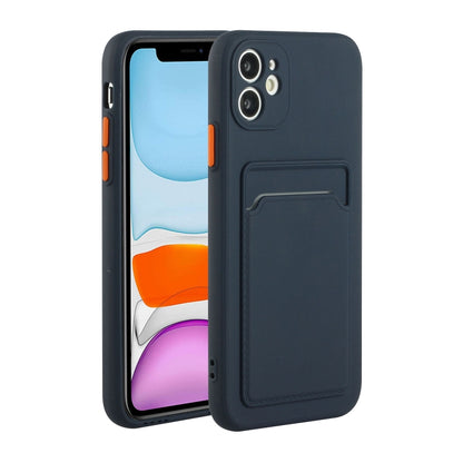 Card Slot Design Shockproof TPU Protective Case For iPhone 11(Dark Blue) - iPhone 11 Cases by buy2fix | Online Shopping UK | buy2fix