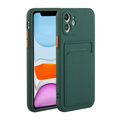 Card Slot Design Shockproof TPU Protective Case For iPhone 11(Dark Green) - iPhone 11 Cases by buy2fix | Online Shopping UK | buy2fix