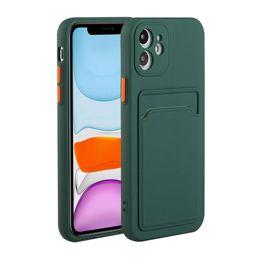 Card Slot Design Shockproof TPU Protective Case For iPhone 11(Dark Green) - iPhone 11 Cases by buy2fix | Online Shopping UK | buy2fix