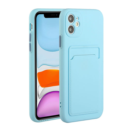 For iPhone 12 mini Card Slot Design Shockproof TPU Protective Case (Sky Blue) - iPhone 12 mini Cases by buy2fix | Online Shopping UK | buy2fix