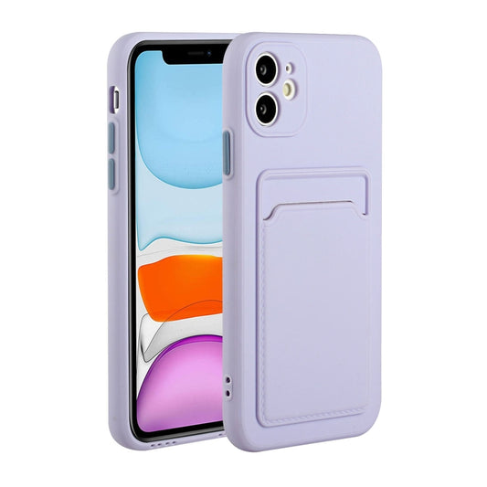 For iPhone 12 Card Slot Design Shockproof TPU Protective Case(Purple) - iPhone 12 / 12 Pro Cases by buy2fix | Online Shopping UK | buy2fix