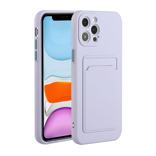 For iPhone 12 Pro Card Slot Design Shockproof TPU Protective Case(Purple) - iPhone 12 / 12 Pro Cases by buy2fix | Online Shopping UK | buy2fix