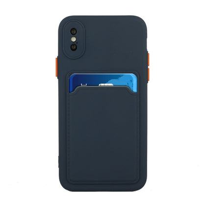 For iPhone X / XS Card Slot Design Shockproof TPU Protective Case(Dark Blue) - More iPhone Cases by buy2fix | Online Shopping UK | buy2fix