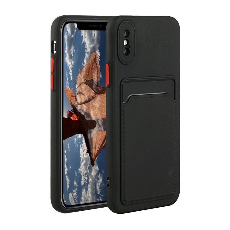 For iPhone X / XS Card Slot Design Shockproof TPU Protective Case(Black) - More iPhone Cases by buy2fix | Online Shopping UK | buy2fix