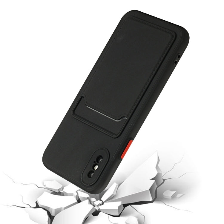 For iPhone X / XS Card Slot Design Shockproof TPU Protective Case(Black) - More iPhone Cases by buy2fix | Online Shopping UK | buy2fix