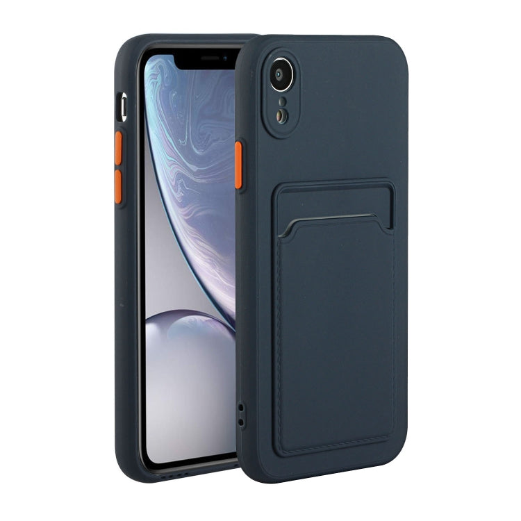 For iPhone XR Card Slot Design Shockproof TPU Protective Case(Dark Blue) - More iPhone Cases by buy2fix | Online Shopping UK | buy2fix