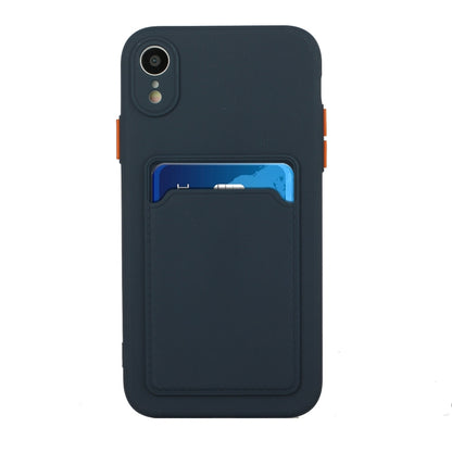 For iPhone XR Card Slot Design Shockproof TPU Protective Case(Dark Blue) - More iPhone Cases by buy2fix | Online Shopping UK | buy2fix