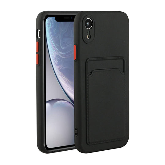 For iPhone XR Card Slot Design Shockproof TPU Protective Case(Black)