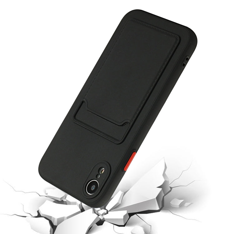 For iPhone XR Card Slot Design Shockproof TPU Protective Case(Black) - More iPhone Cases by buy2fix | Online Shopping UK | buy2fix
