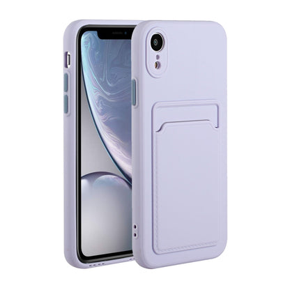 For iPhone XR Card Slot Design Shockproof TPU Protective Case(Purple) - More iPhone Cases by buy2fix | Online Shopping UK | buy2fix