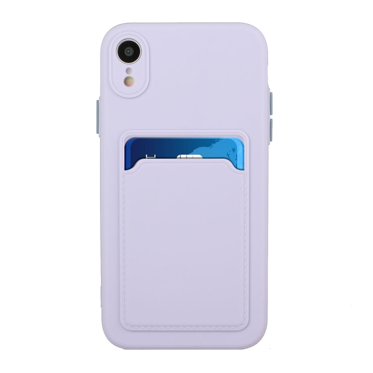 For iPhone XR Card Slot Design Shockproof TPU Protective Case(Purple) - More iPhone Cases by buy2fix | Online Shopping UK | buy2fix