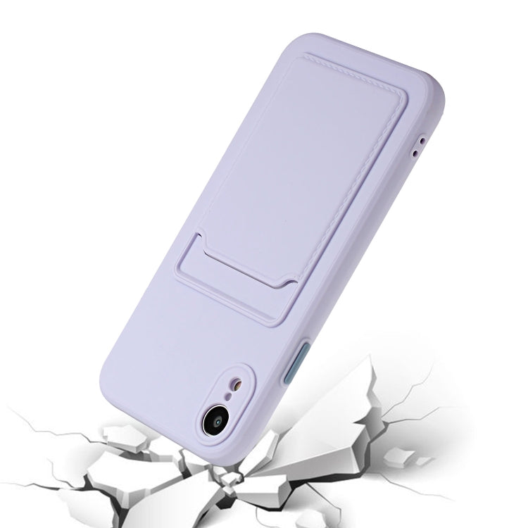 For iPhone XR Card Slot Design Shockproof TPU Protective Case(Purple) - More iPhone Cases by buy2fix | Online Shopping UK | buy2fix