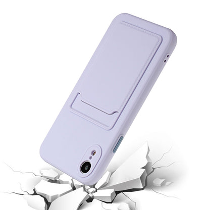 For iPhone XR Card Slot Design Shockproof TPU Protective Case(Purple) - More iPhone Cases by buy2fix | Online Shopping UK | buy2fix