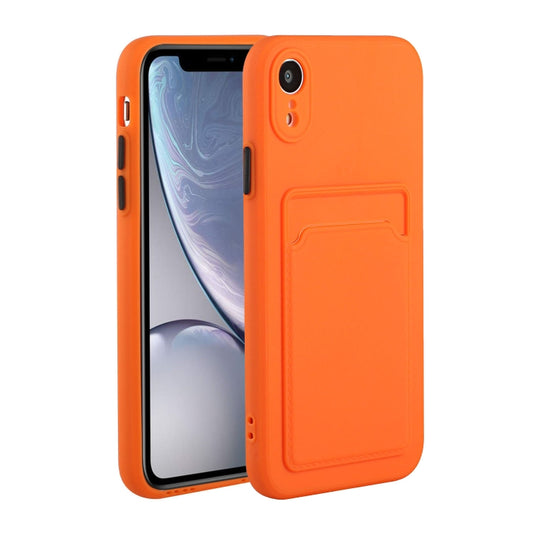 For iPhone XR Card Slot Design Shockproof TPU Protective Case(Orange)