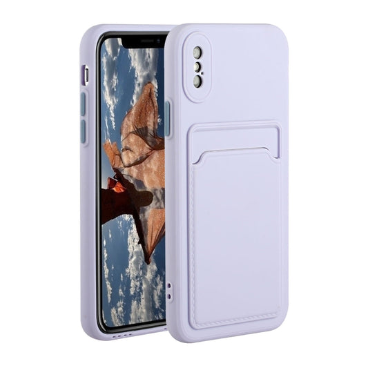 For iPhone XS Max Card Slot Design Shockproof TPU Protective Case(Purple) - More iPhone Cases by buy2fix | Online Shopping UK | buy2fix