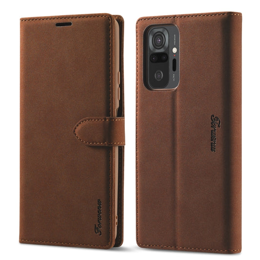 For Xiaomi Redmi Note 10 Pro Forwenw F1 Series Matte Strong Magnetism Horizontal Flip Leather Case with Holder & Card Slots & Wallet & Photo Frame(Brown) - Xiaomi Cases by Forwenw | Online Shopping UK | buy2fix