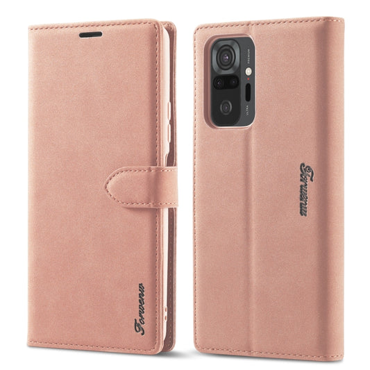 For Xiaomi Redmi Note 10 Pro Forwenw F1 Series Matte Strong Magnetism Horizontal Flip Leather Case with Holder & Card Slots & Wallet & Photo Frame(Rose Gold) - Xiaomi Cases by Forwenw | Online Shopping UK | buy2fix