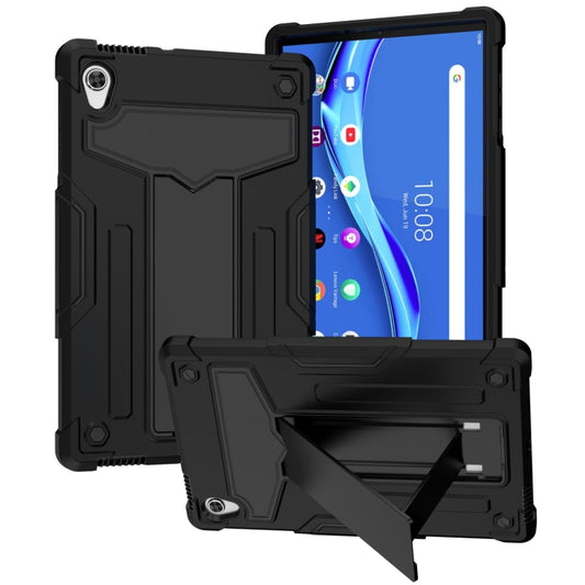 For Lenovo Tab M10 HD 2nd Gen TB-X306X T-shaped Bracket Contrast Color Shockproof PC + Silicone Flat Protective Case(Black) - Lenovo by buy2fix | Online Shopping UK | buy2fix