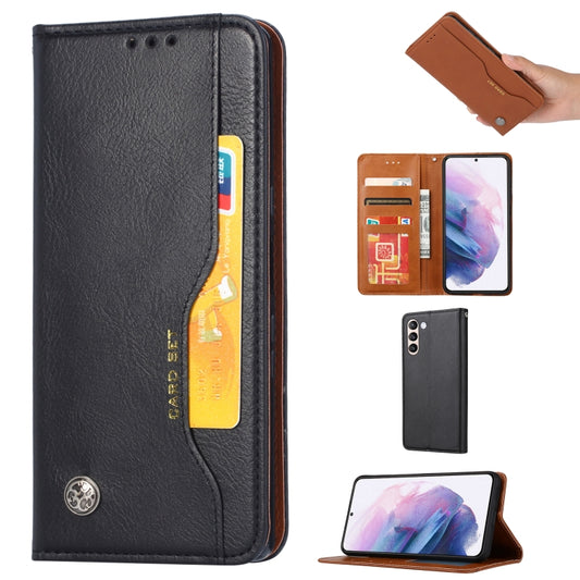 For Samsung Galaxy S21 FE Knead Skin Texture Horizontal Flip Leather Case with Photo Frame & Holder & Card Slots & Wallet(Black) by buy2fix