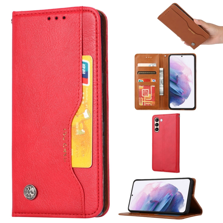 For Samsung Galaxy S21 FE Knead Skin Texture Horizontal Flip Leather Case with Photo Frame & Holder & Card Slots & Wallet(Red) by buy2fix