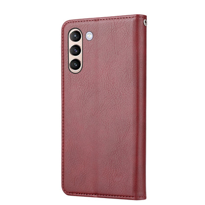 For Samsung Galaxy S21 FE Knead Skin Texture Horizontal Flip Leather Case with Photo Frame & Holder & Card Slots & Wallet(Wine Red) by buy2fix