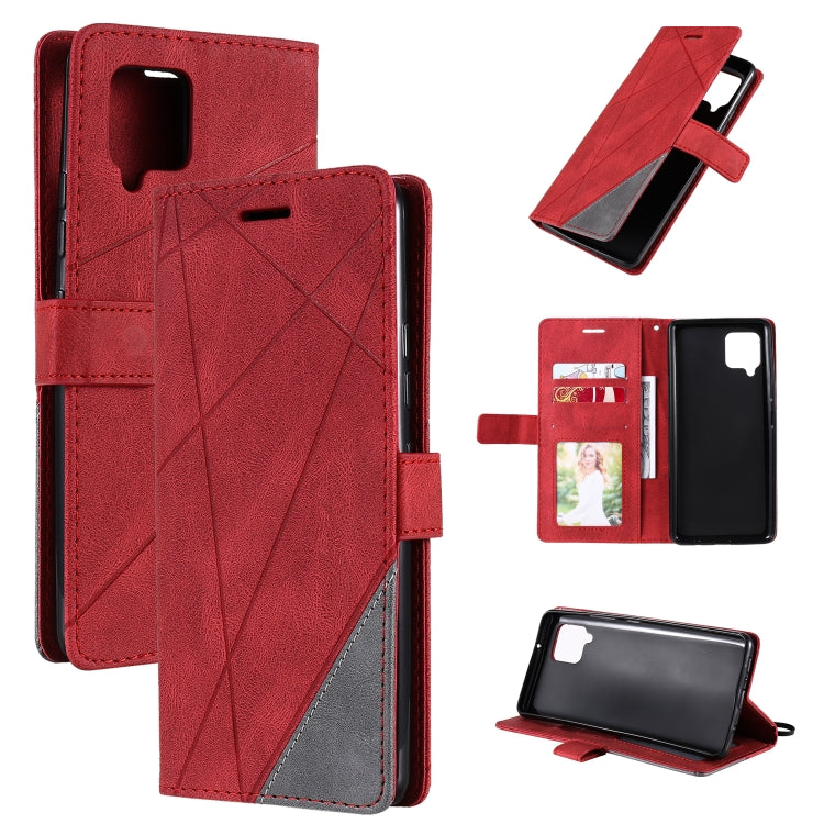 For Samsung Galaxy A42 5G Skin Feel Splicing Horizontal Flip Leather Case with Holder & Card Slots & Wallet & Photo Frame(Red) by buy2fix