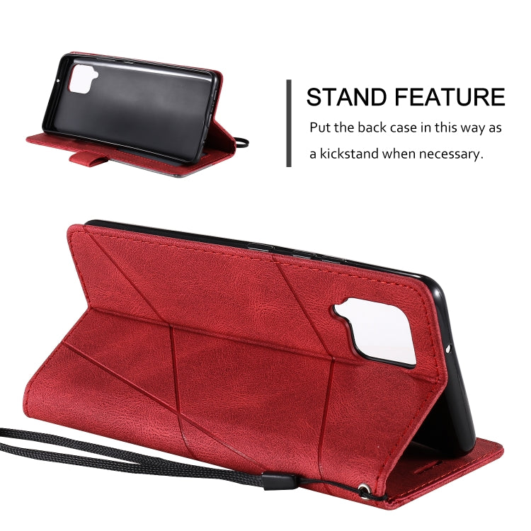 For Samsung Galaxy A42 5G Skin Feel Splicing Horizontal Flip Leather Case with Holder & Card Slots & Wallet & Photo Frame(Red) by buy2fix