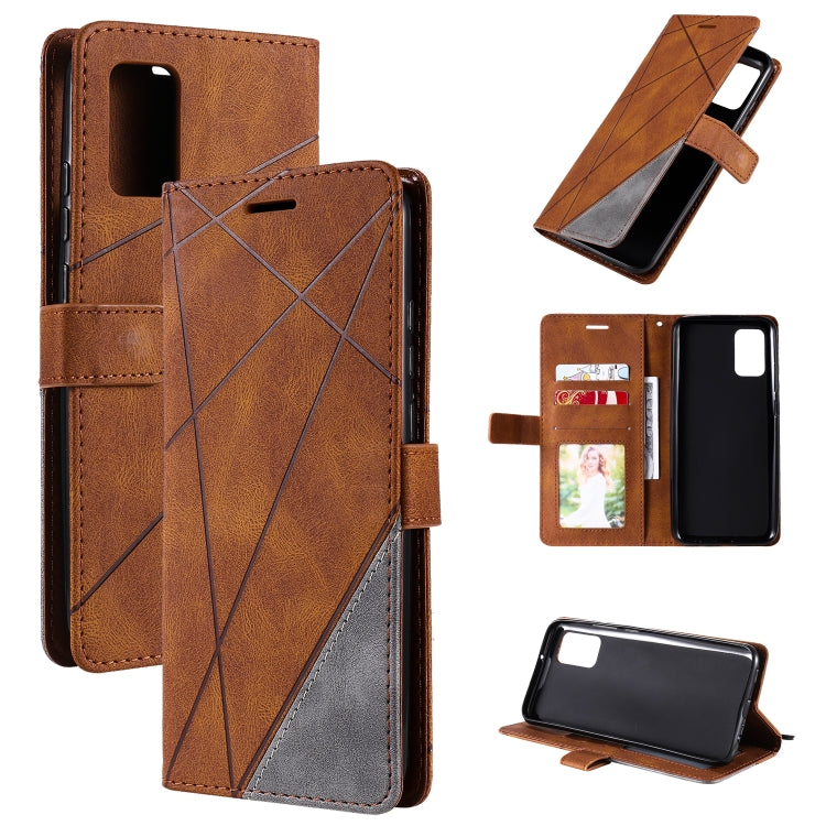 For Samsung Galaxy A02s Skin Feel Splicing Horizontal Flip Leather Case with Holder & Card Slots & Wallet & Photo Frame(Brown) by buy2fix