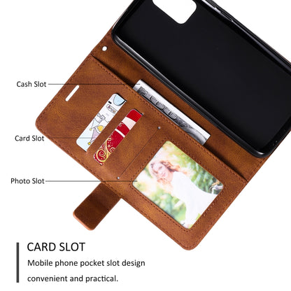 For Samsung Galaxy A02s Skin Feel Splicing Horizontal Flip Leather Case with Holder & Card Slots & Wallet & Photo Frame(Brown) by buy2fix