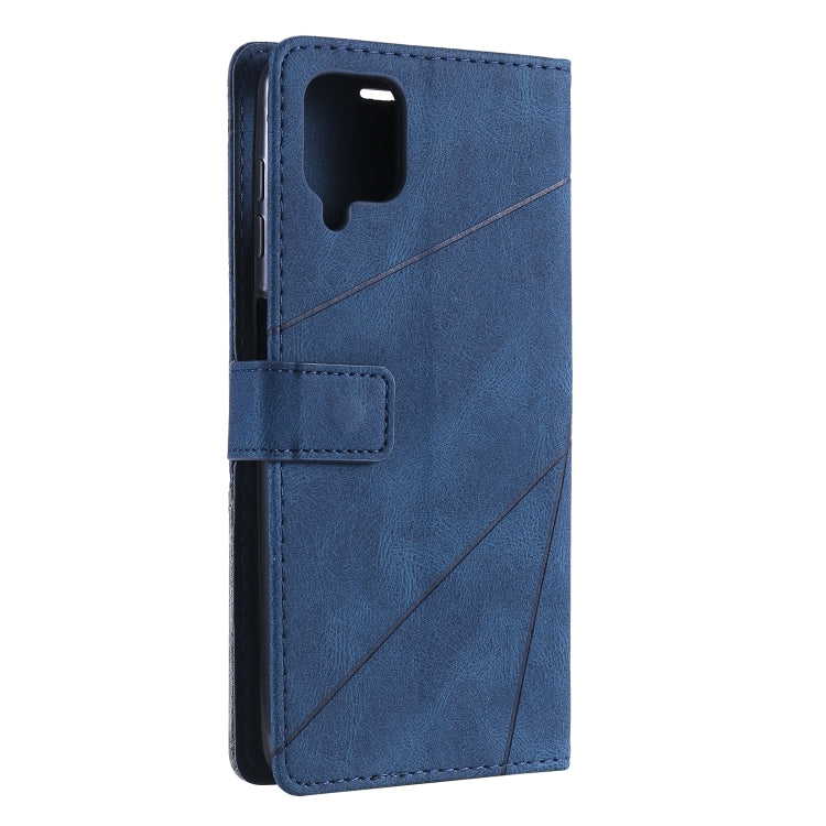 For Samsung Galaxy A12 Skin Feel Splicing Horizontal Flip Leather Case with Holder & Card Slots & Wallet & Photo Frame(Blue) by buy2fix