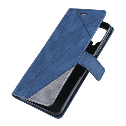 For Samsung Galaxy A12 Skin Feel Splicing Horizontal Flip Leather Case with Holder & Card Slots & Wallet & Photo Frame(Blue) by buy2fix