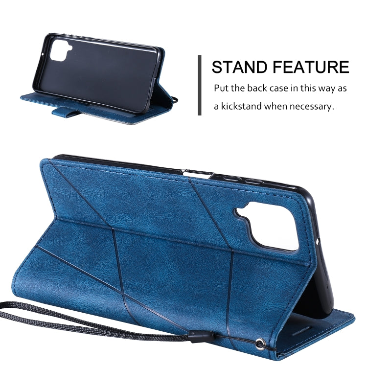 For Samsung Galaxy A12 Skin Feel Splicing Horizontal Flip Leather Case with Holder & Card Slots & Wallet & Photo Frame(Blue) by buy2fix