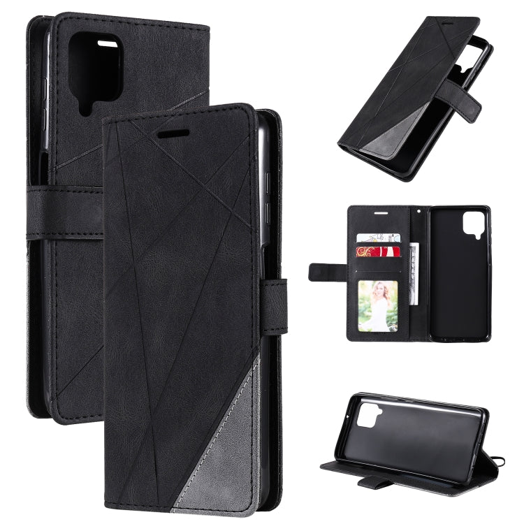 For Samsung Galaxy A12 Skin Feel Splicing Horizontal Flip Leather Case with Holder & Card Slots & Wallet & Photo Frame(Black) by buy2fix