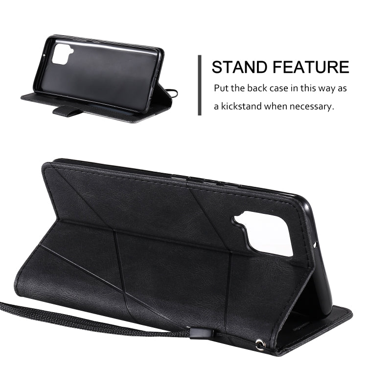 For Samsung Galaxy A12 Skin Feel Splicing Horizontal Flip Leather Case with Holder & Card Slots & Wallet & Photo Frame(Black) by buy2fix