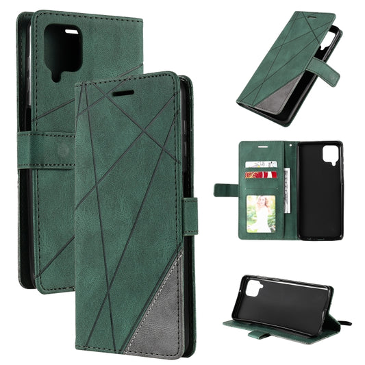 For Samsung Galaxy A12 Skin Feel Splicing Horizontal Flip Leather Case with Holder & Card Slots & Wallet & Photo Frame(Green) by buy2fix