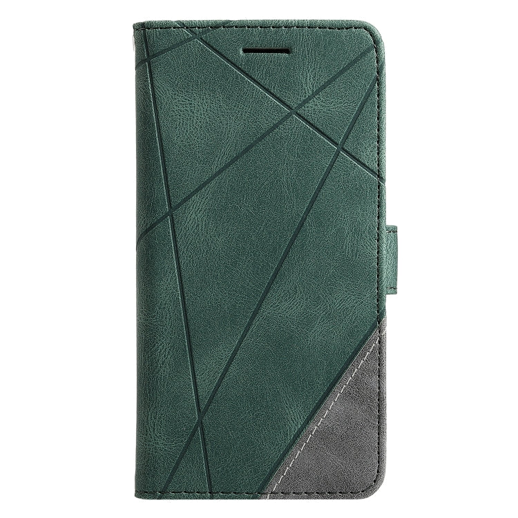 For Samsung Galaxy A12 Skin Feel Splicing Horizontal Flip Leather Case with Holder & Card Slots & Wallet & Photo Frame(Green) by buy2fix