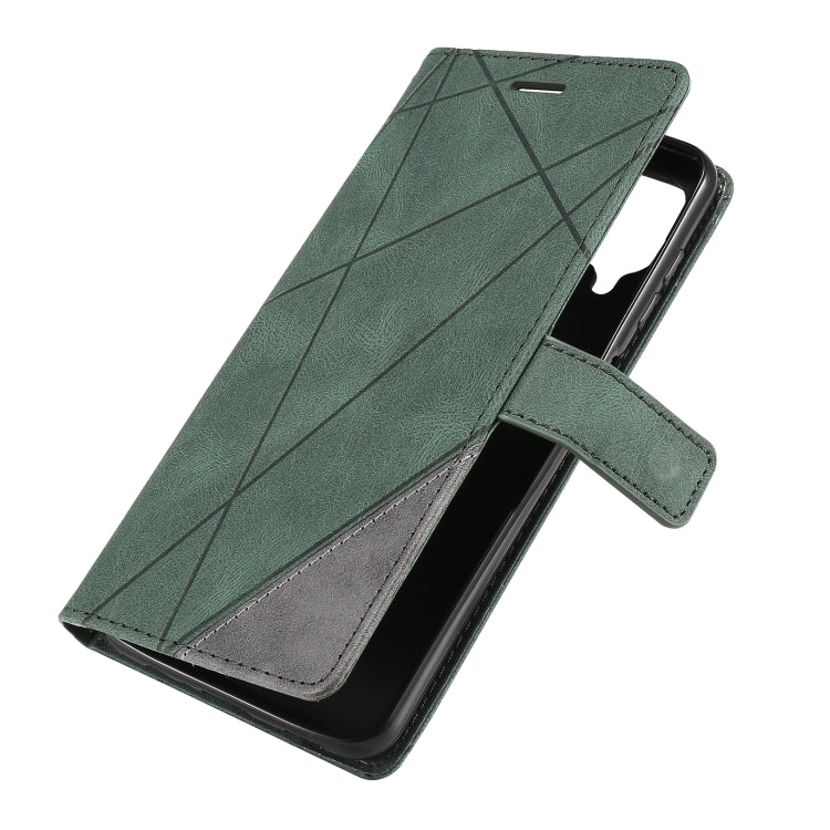 For Samsung Galaxy A12 Skin Feel Splicing Horizontal Flip Leather Case with Holder & Card Slots & Wallet & Photo Frame(Green) by buy2fix