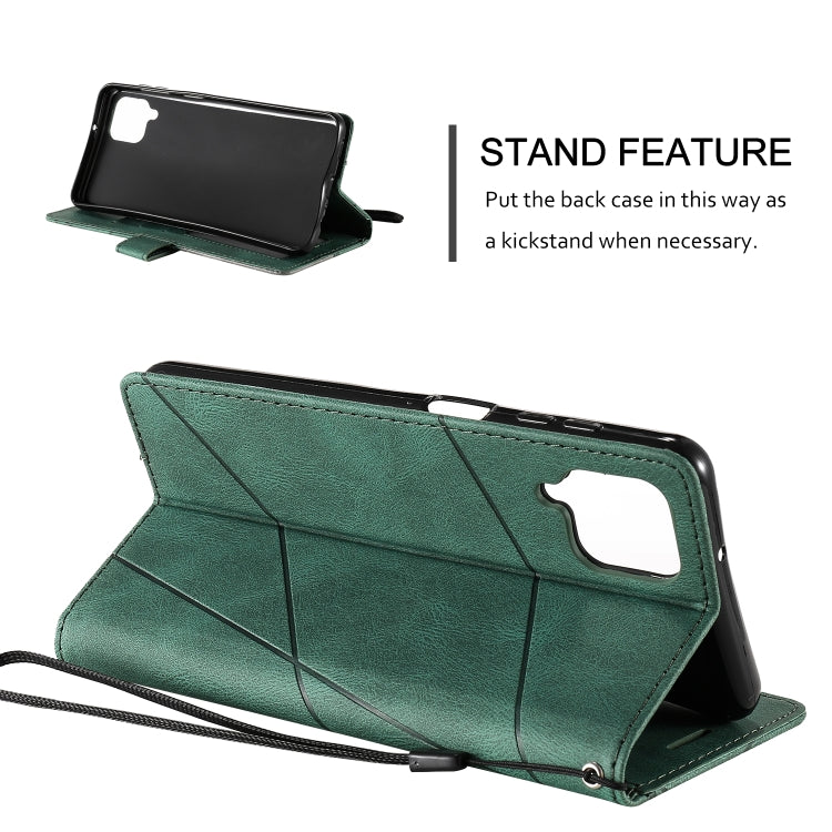 For Samsung Galaxy A12 Skin Feel Splicing Horizontal Flip Leather Case with Holder & Card Slots & Wallet & Photo Frame(Green) by buy2fix