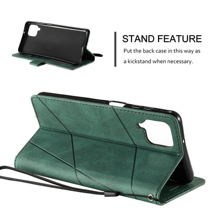For Samsung Galaxy A12 Skin Feel Splicing Horizontal Flip Leather Case with Holder & Card Slots & Wallet & Photo Frame(Green) by buy2fix