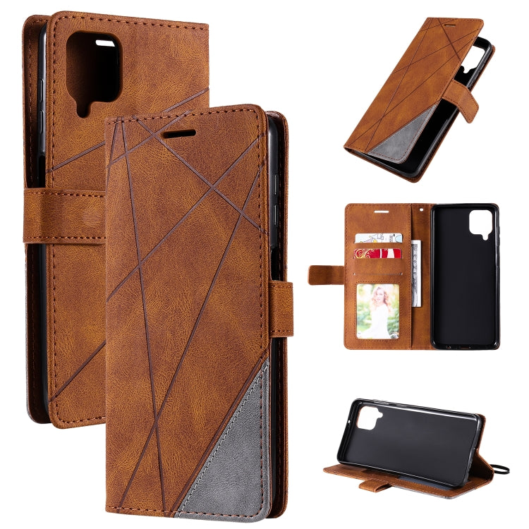 For Samsung Galaxy A12 Skin Feel Splicing Horizontal Flip Leather Case with Holder & Card Slots & Wallet & Photo Frame(Brown) by buy2fix