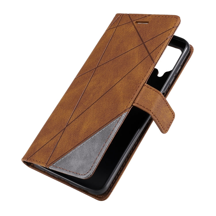 For Samsung Galaxy A12 Skin Feel Splicing Horizontal Flip Leather Case with Holder & Card Slots & Wallet & Photo Frame(Brown) by buy2fix