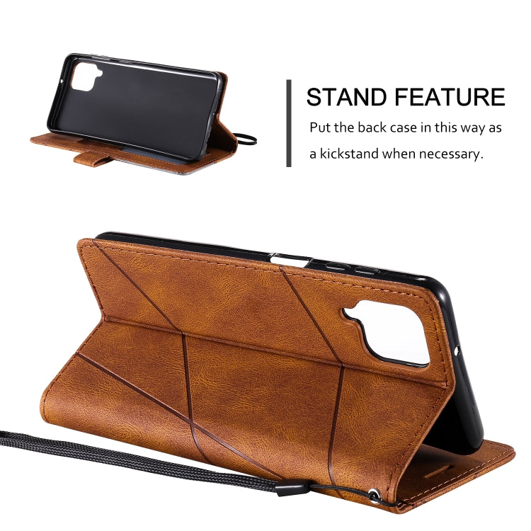 For Samsung Galaxy A12 Skin Feel Splicing Horizontal Flip Leather Case with Holder & Card Slots & Wallet & Photo Frame(Brown) by buy2fix