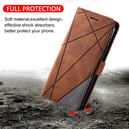 For Samsung Galaxy A12 Skin Feel Splicing Horizontal Flip Leather Case with Holder & Card Slots & Wallet & Photo Frame(Brown) by buy2fix