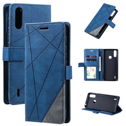 For Motorola Moto E7 Power Skin Feel Splicing Horizontal Flip Leather Case with Holder & Card Slots & Wallet & Photo Frame(Blue) - Motorola Cases by buy2fix | Online Shopping UK | buy2fix