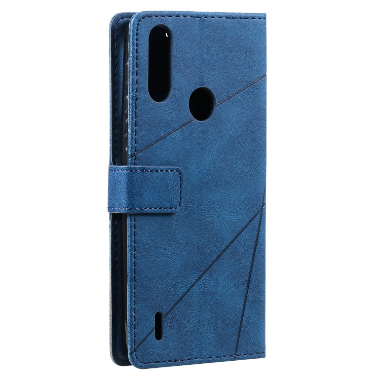 For Motorola Moto E7 Power Skin Feel Splicing Horizontal Flip Leather Case with Holder & Card Slots & Wallet & Photo Frame(Blue) - Motorola Cases by buy2fix | Online Shopping UK | buy2fix