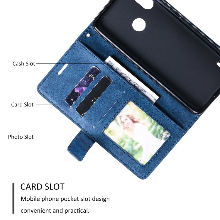 For Motorola Moto E7 Power Skin Feel Splicing Horizontal Flip Leather Case with Holder & Card Slots & Wallet & Photo Frame(Blue) - Motorola Cases by buy2fix | Online Shopping UK | buy2fix