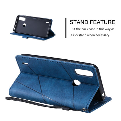 For Motorola Moto E7 Power Skin Feel Splicing Horizontal Flip Leather Case with Holder & Card Slots & Wallet & Photo Frame(Blue) - Motorola Cases by buy2fix | Online Shopping UK | buy2fix