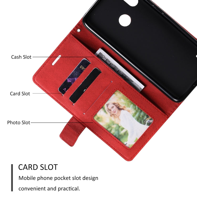 For Motorola Moto E7 Power Skin Feel Splicing Horizontal Flip Leather Case with Holder & Card Slots & Wallet & Photo Frame(Red) - Motorola Cases by buy2fix | Online Shopping UK | buy2fix