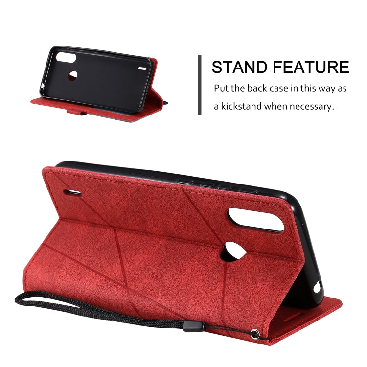 For Motorola Moto E7 Power Skin Feel Splicing Horizontal Flip Leather Case with Holder & Card Slots & Wallet & Photo Frame(Red) - Motorola Cases by buy2fix | Online Shopping UK | buy2fix